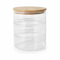 Set de 3 recipiente de sticla pentru alimente stivuibile, inchise ermetic, 20 x 16 cm, Vivo, GPZ16